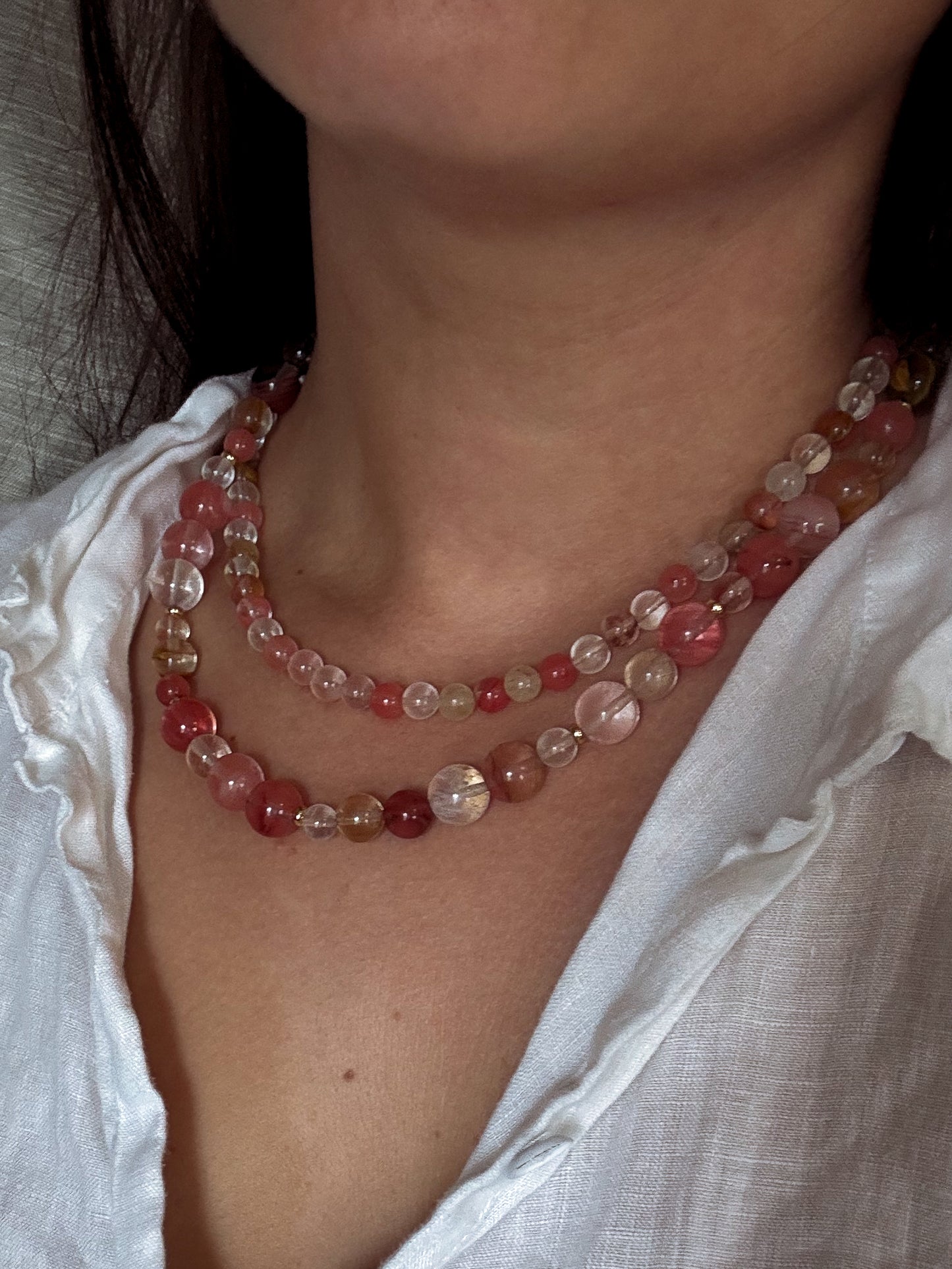 Cherry Quartz Lollipop Necklace